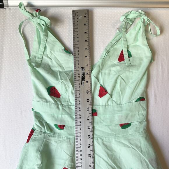 Voodoo Vixen Women Dress S Mint Green Watermelon Embroidery Fruit Fit & Flare - Picture 7 of 12